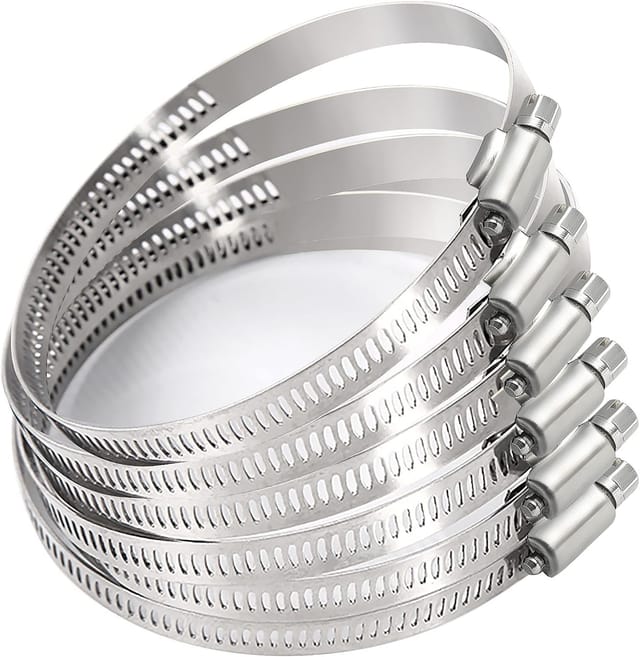 Ahlsen - Zoll Verstellbare Rohrschelle, 304 Edelstahl-schlauchklemmen, 6 Stück, Schneckenschraube, Schneckenantriebsflansch, Verstellbar Von 59 Mm Bis 82 Mm
