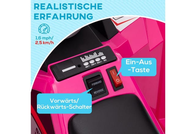 Homcom - Kinder Quad Elektro 6v Kinderquad Mit Vorwärts-, Rückwärtsfunktion, Elektro-quad Für Kinder 1,5-3 Jahre Rosa