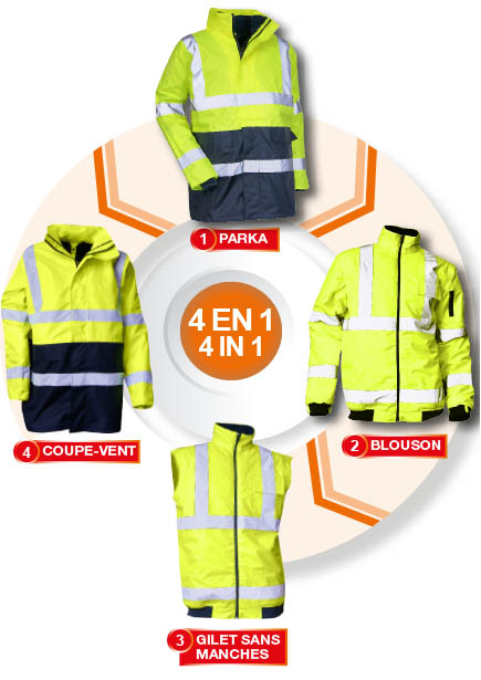 Lma - Präventionsparka 4 In 1 High Visibility T5 Xl Fluo Gelb/ Marine - 5002 T5/xl