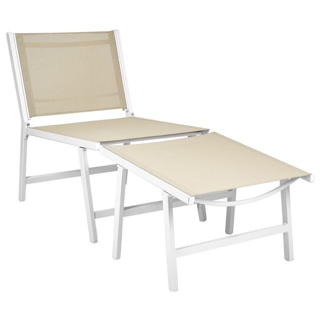 Beliani - Gartenstuhl Beige Aluminium Mit Hocker Schnelltrocknende Bespannung Rückenlehne Modernes Design Terrasse Balkon Outdoor Metallstuhl Alu-stuhl