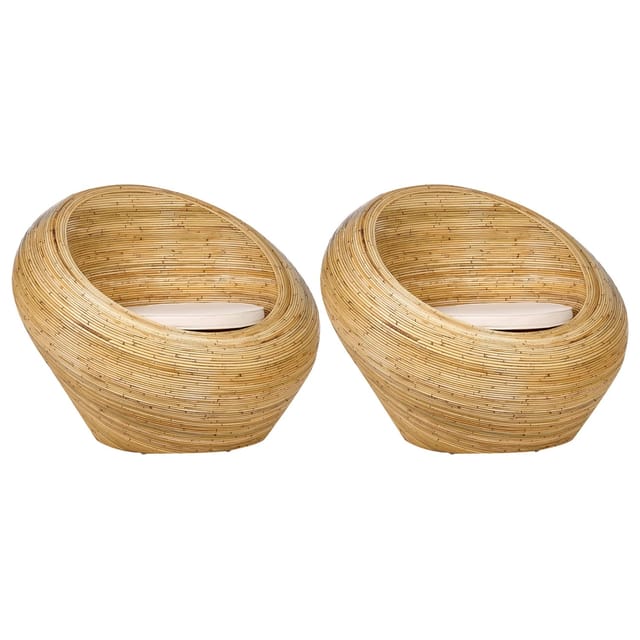 Gartensessel 2er Set Maiori Rattan Naturfarben