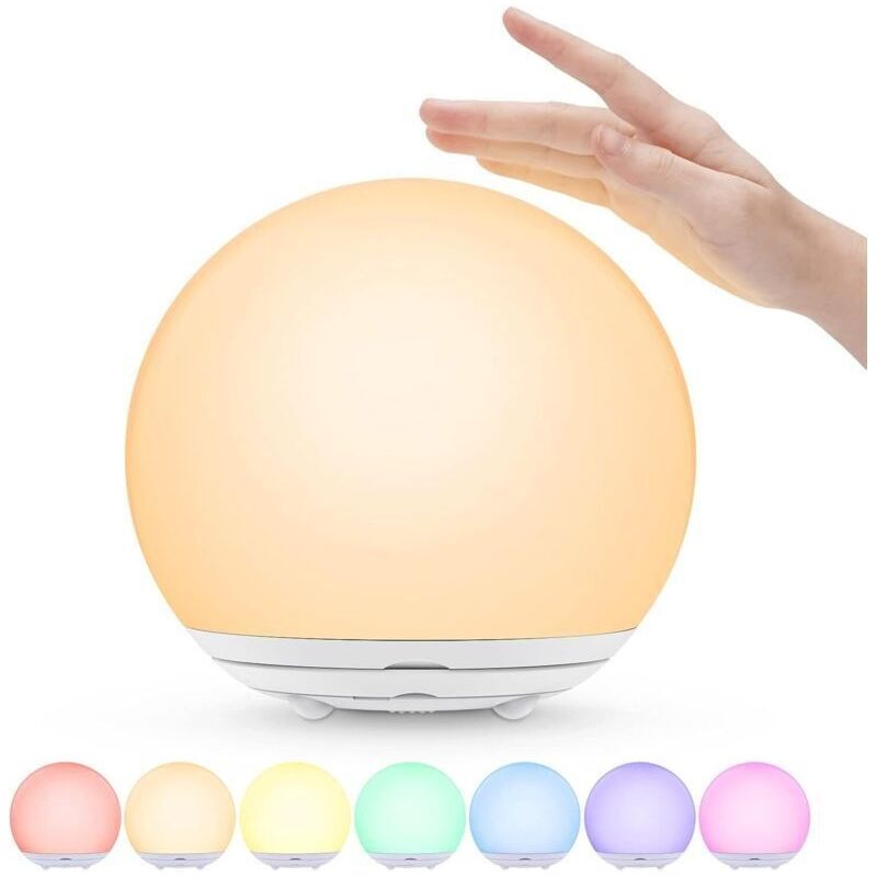 Veilleuse Enfant, Lampe De Chevet Rechargeable Usb, Veilleuse Bébé Avec Lumière Chaude Dimmable Progressive & Lumière De 7 Couleurs, Tactile & Interrupteur Et Minuterie Pour Chambre, Cadeau