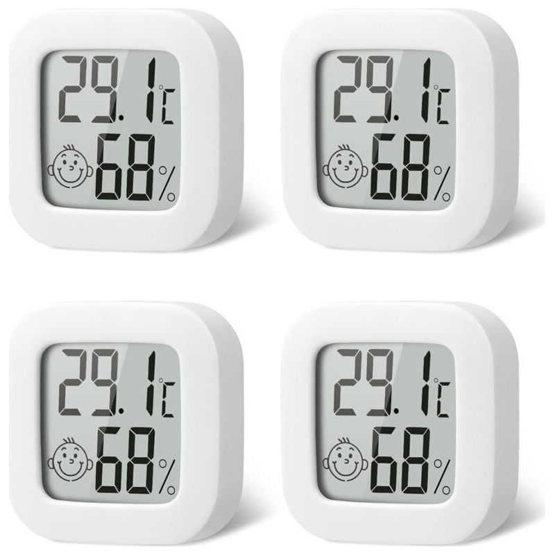 Pack De 4 Thermomètres Intérieurs Mini, Hygromètres De Haute Précision Pour Température Et Humidité. Icône De Confort D'Air, Pour Cuisine, Chambre De Bébé, Serre, Entrepôt, Bureau.