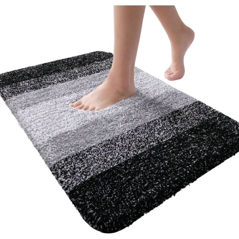 Tapis De Toilette En Microfibre En Forme De U - Doux, Pelucheux Et Absorbants, Antidérapants - Lavables En Machine, Pour La Base Des Wc - 20" X 20", Noir