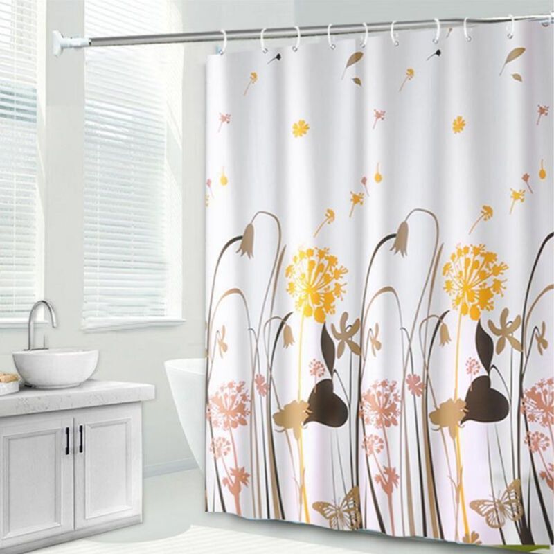 Rideau De Douche Décoratif À L'Effet D'Aquarelle - Technique "line Halo Dyeing" - Tissu Imperméable Avec Crochets - 60" X 70" (152x178cm)