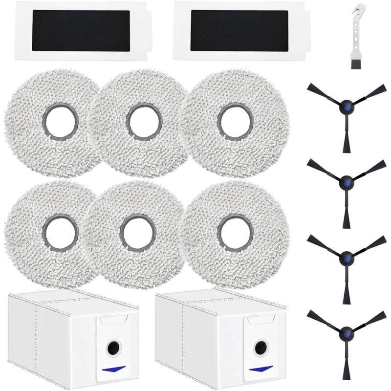Accessoires Pour Ecovacs Deebot T30 Pro Omni / T30 Omni Robot Aspirateur Pièce De Rechange, 6 Chiffon + 2 Sac À Poussière + 4 Brosses Latérales + 2 Filtres