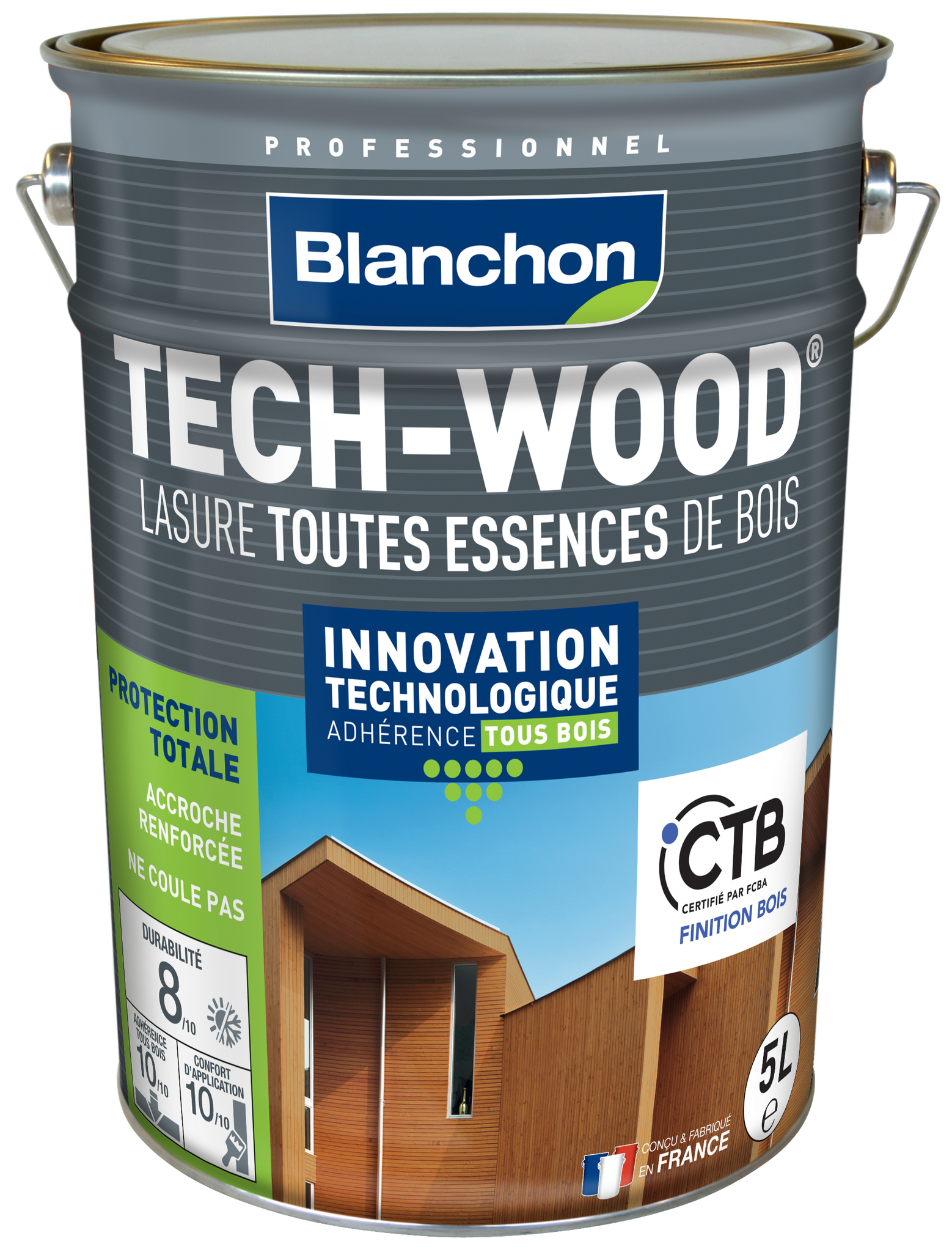 Tech-wood Lasur Graues Holz - 5l - Blanchon