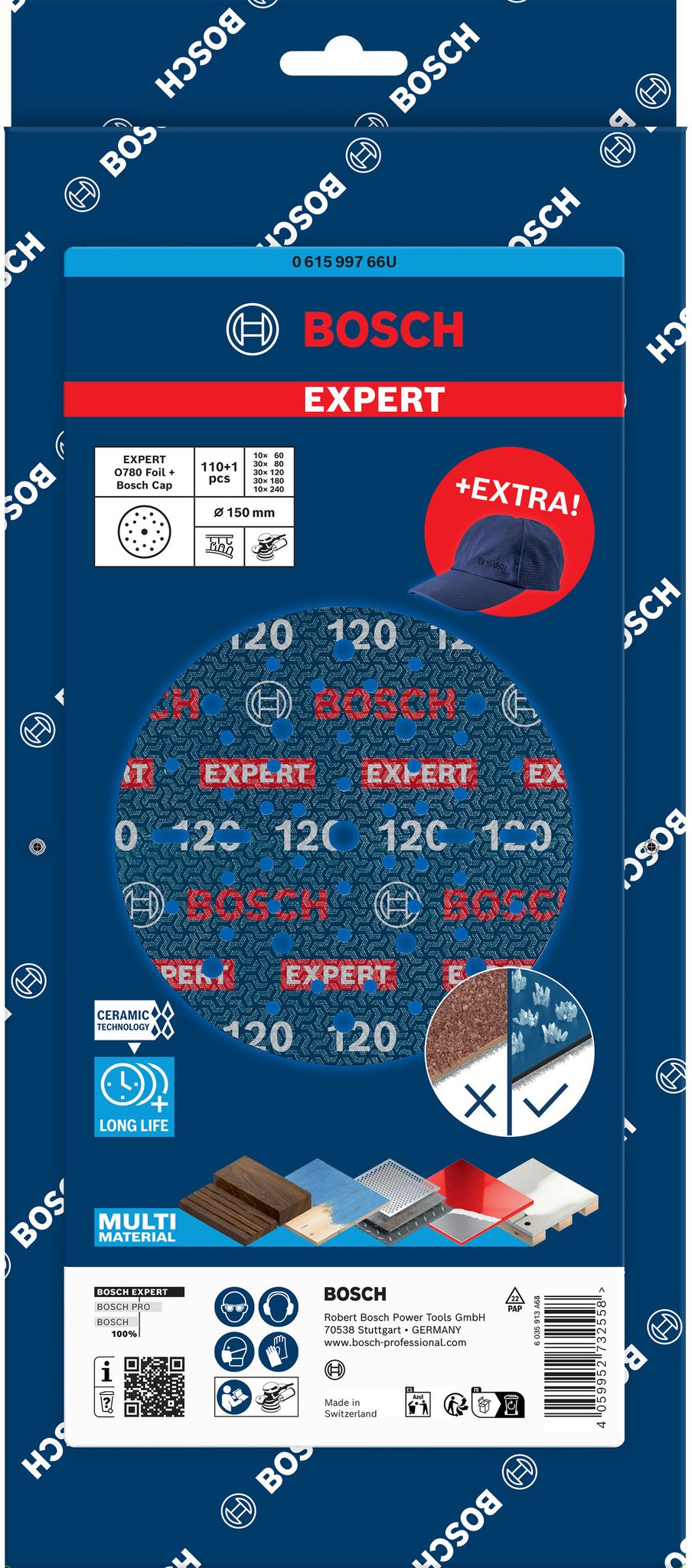 Sortiment 110 Schleifmittel Expert O780 125 + 1 Kappe - Ø125 Mm - Bosch - 061599766t
