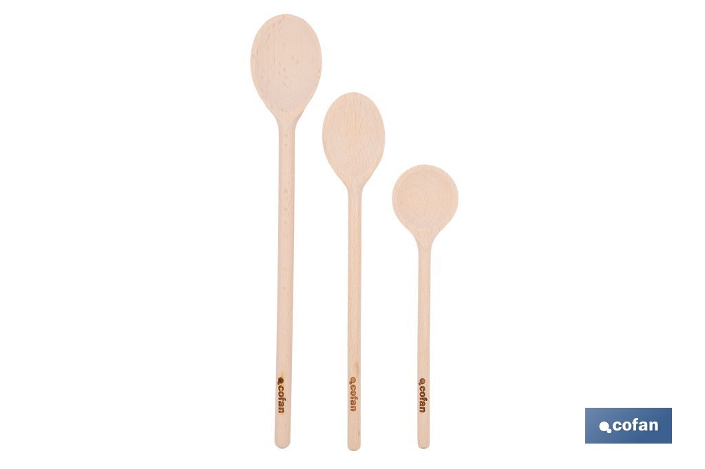 Set Von 3 Runden Holzschöpfel Mit 20 Cm, 25 Cm Und 30 Cm
