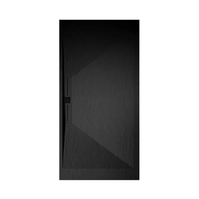 Mineralguss-duschwanne Extra Flach Edis Schieferoptik Schwarz 90x200 Cm
