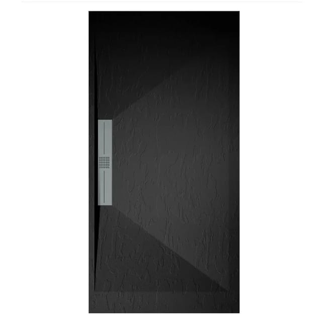 Mineralguss-duschwanne Extra Flach Edis Schieferoptik Schwarz 70x70 Cm