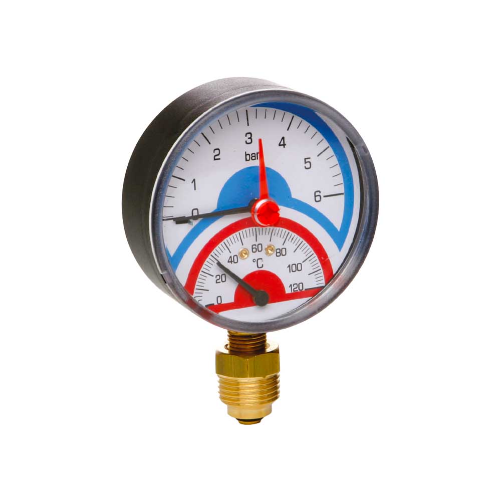 Radialen Thermo-druckmanometer Seitlicher Anschluss Ø 80 1/2" 0÷6 Atm