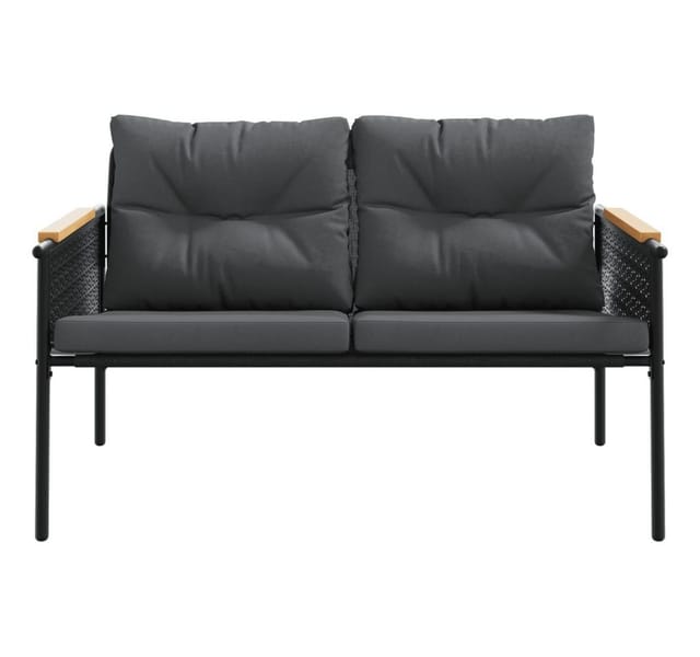 Gartenbank Mit Kissen 116 Cm Schwarz Stahl Vidaxl390536