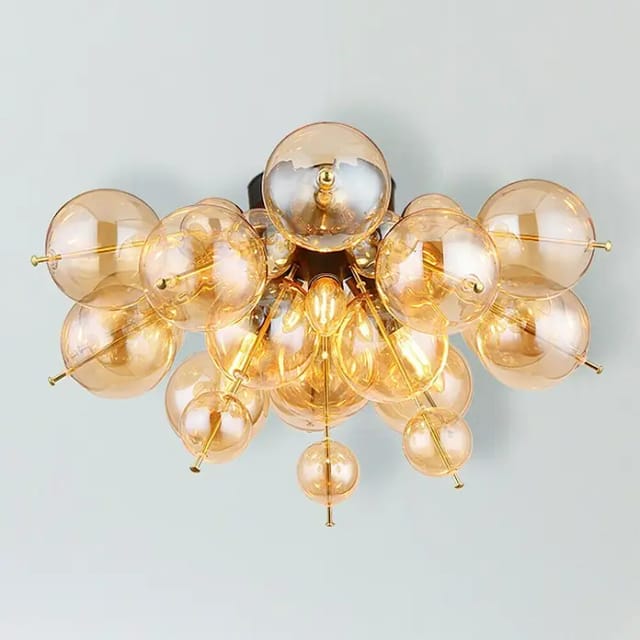 Neuwertig] Globo Deckenleuchte Lampe Udo Glas Amber Ø 55 Cm E14 Dimmbar Wohnzimmer Leuchte B-ware