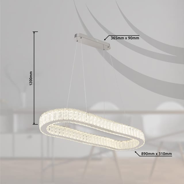 Pendellampe Hängeleuchte Led Fernbedienung Ringe Nachtlicht K5 Kristalle