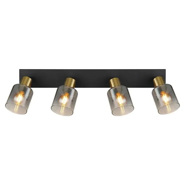 Spot - Hollsy - Schwarz - Glas Metall Rauchglas - - Globo