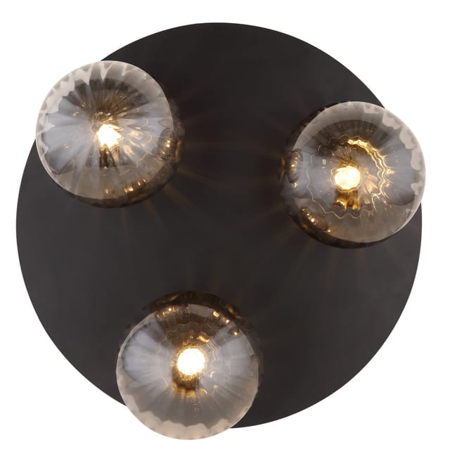 Globo - Deckenleuchte - Dallerta - Schwarz - Glas Rauchglas - Ø