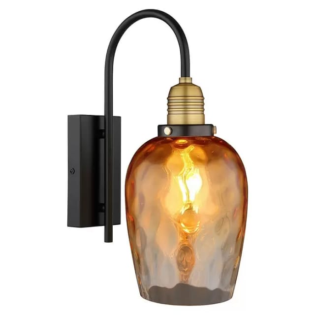 Wandleuchte - Salvy - Bernstein - Glas - Bettlampe - E27 - Globo