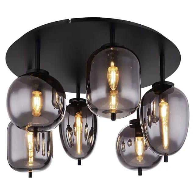 Globo - Deckenleuchte - Blacky - Schwarz - Glas Rauchglas - Ø