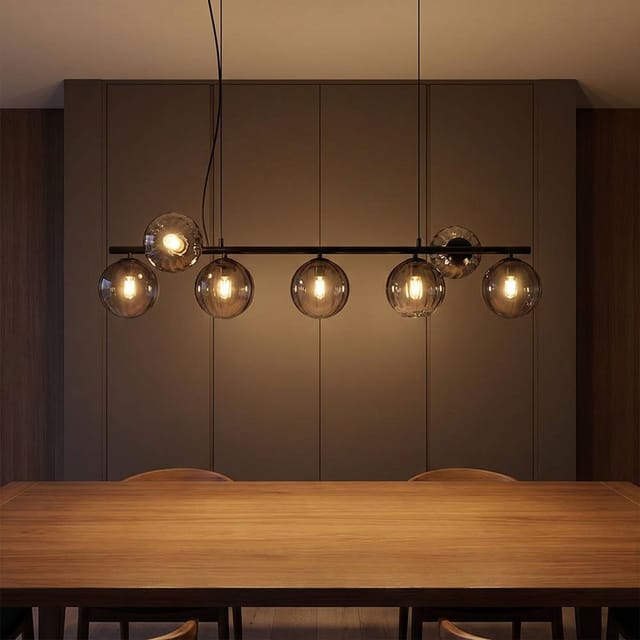 Pendelleuchte Hängelampe Deckenleuchte Esszimmerlampe Glas Rauchfarbe L 95 Cm