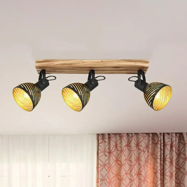 Spot - Lenna - Braun - Holz - Aufbauleuchte - E27 - - Globo