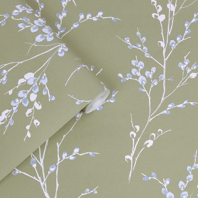 Pussy Willow Vliestapete Grun 10mx52cm - Laura Ashley