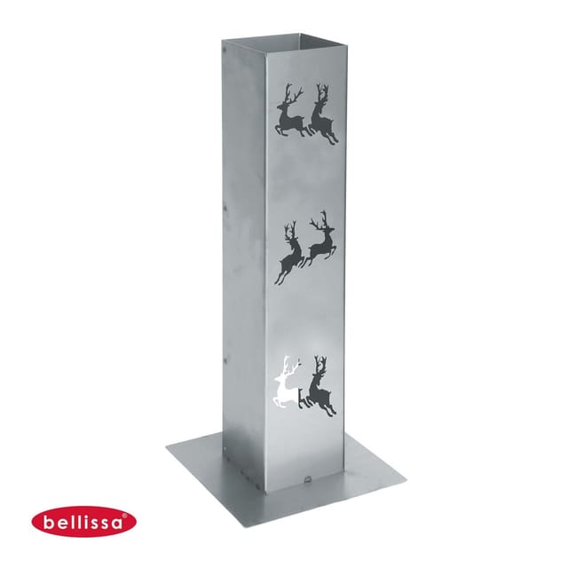 Bellissa - Corten Feuersäule 70cm Lichtsäule Windlicht Säule Garten Terrasse Deko - Hirsch