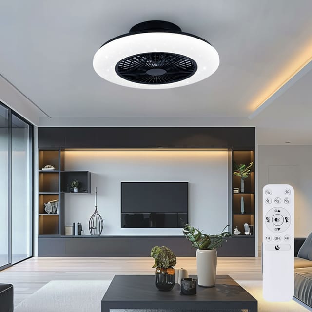 Deckenventilator Wohnzimme Rl Euchte Deckenlampe Schlafzimme Rl Euchte Sterneneffekt, Fernbedienung Dimmbar Cct Nachtlicht Timer, Led 30 Watt Led 3500lm 2700-6500k, D 50 Cm