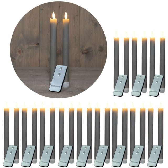 Novaliv - 24x Led Kerze Echtwachskerzen Grau Taupe