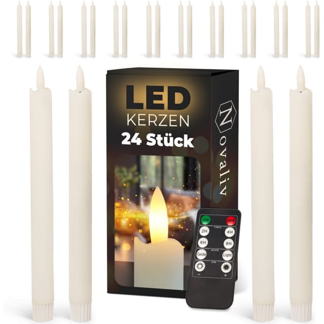 Novaliv - 24x Led Kerze Echtwachskerzen Weiss