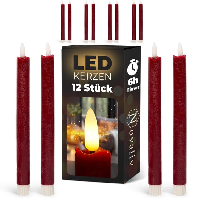12x Novaliv Led Kerze Echtwachskerzen