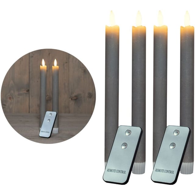 4x Novaliv Led Kerze Echtwachskerzen Grau Taupe