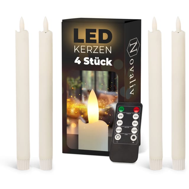 4x Novaliv Led Kerze Echtwachskerzen Weiss