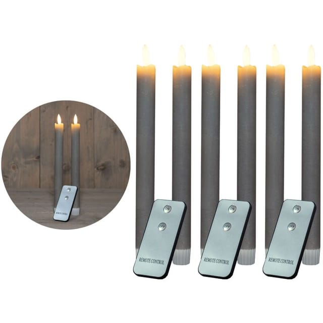 6x Novaliv Led Kerze Echtwachskerzen Grau Taupe