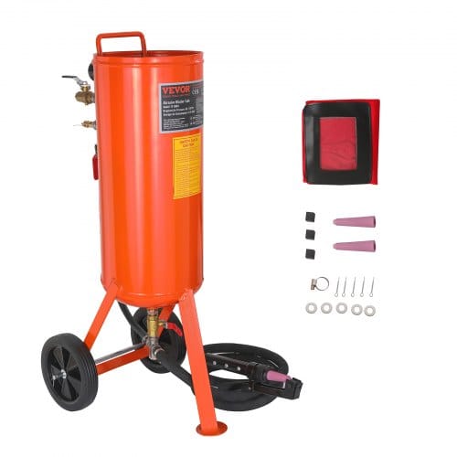 Vevor Mobiles Sandstrahlgerät 37 L Sandstrahlanlage 2,3 M Arbeitsschlauch Sandstrahler 60–110 Psi Arbeitsdruck Ideal Zum Entfernen Von Rost, Farbe, Flecken Und Das Polieren Großer Flächen