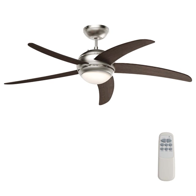 Wiltec Deckenventilator Ø 136 Cm Mit 5 Flügel, Ventilator Mit 3 Geschwindigkeiten Und Lampe, Lüfter Mit Fernbedienung, Timer, Sommer- U. Wintermodus