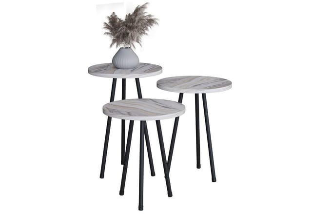 Ebuy24 - 3 Tlg. Holz Beistelltisch Mamor Mirola