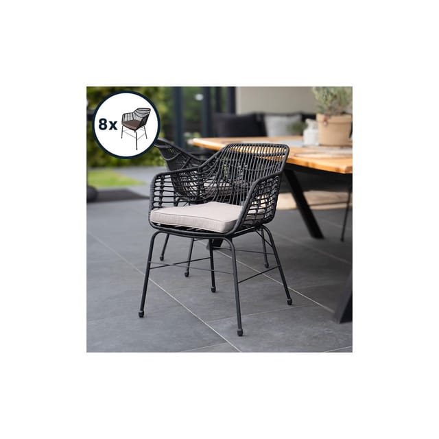 Gartenstuhl Inkl. Sitzkissen Tara Menge: 8 Garten Relaxsessel Lounge - Home Deluxe
