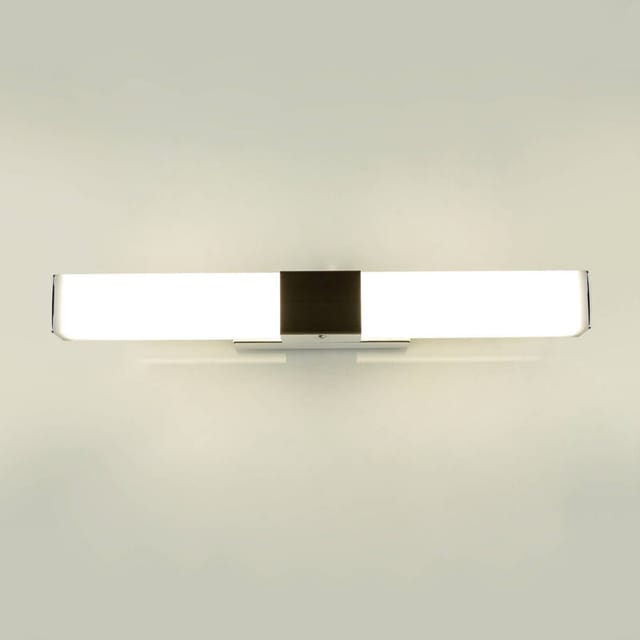 Led Spiegelleuchte Edelstahl 40 Cm Breit Ip44 Chrom Weiß Länglich 4100 K Neutralweißes Licht 630 Lm