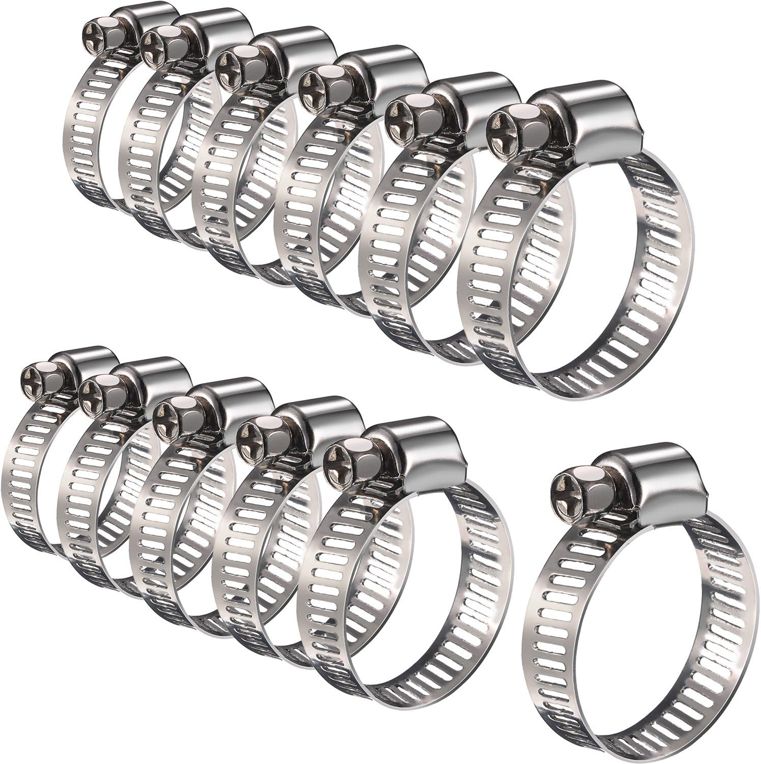12 Stück Verstellbare Schlauchschelle, Edelstahl-schlauchschellen, Clips, Befestigung (16–25 Mm)