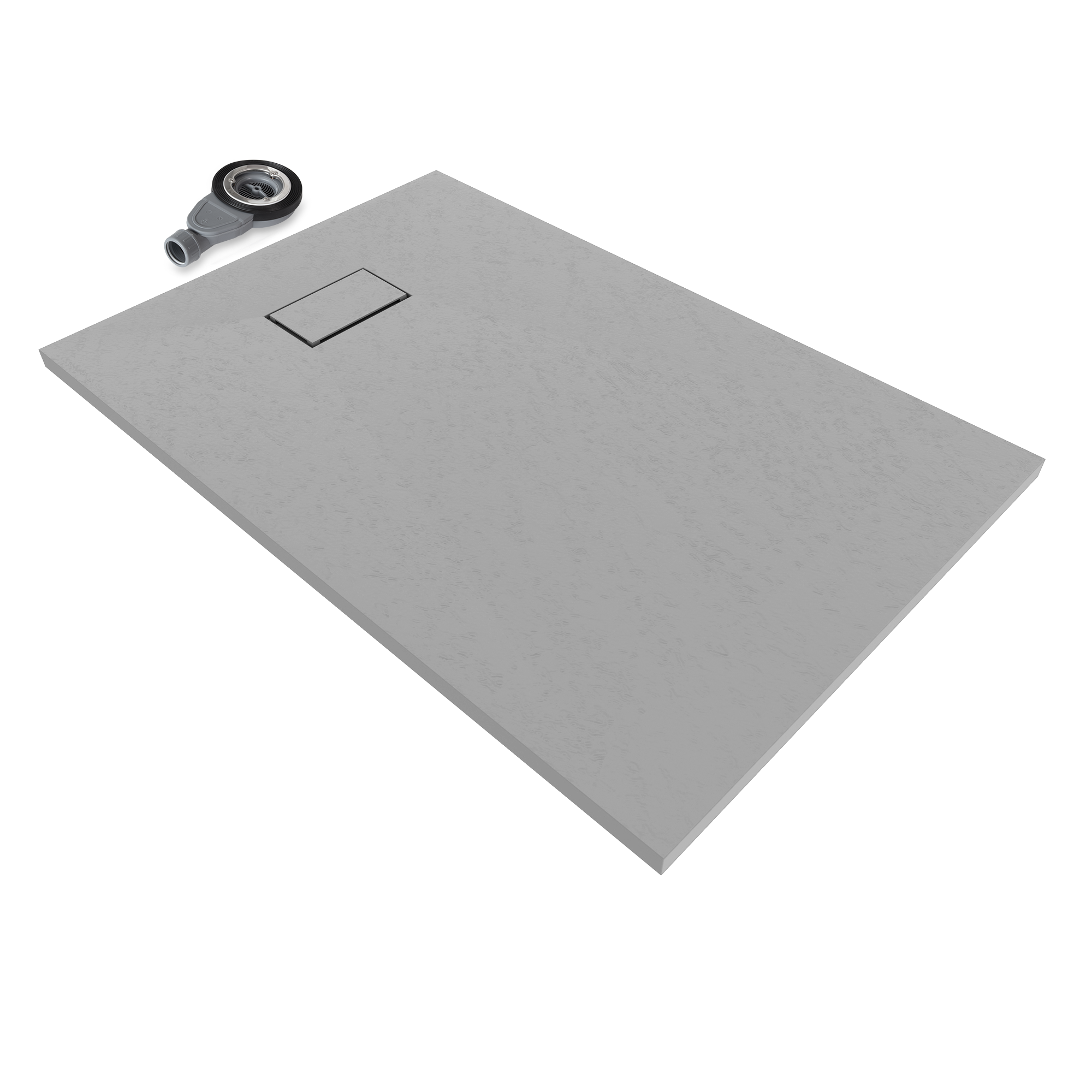 I-flair Graue Smc Duschwanne – 26 Mm Flach Inkl. Ablaufgarnitur Mit Deckel 120x70 Cm