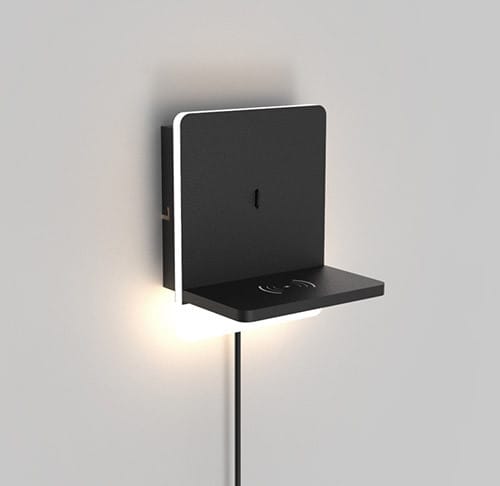 Led Wandleuchte Fairfield Schwarz Mit Stecker, Schalter & Ladefunktion Höhe 20cm