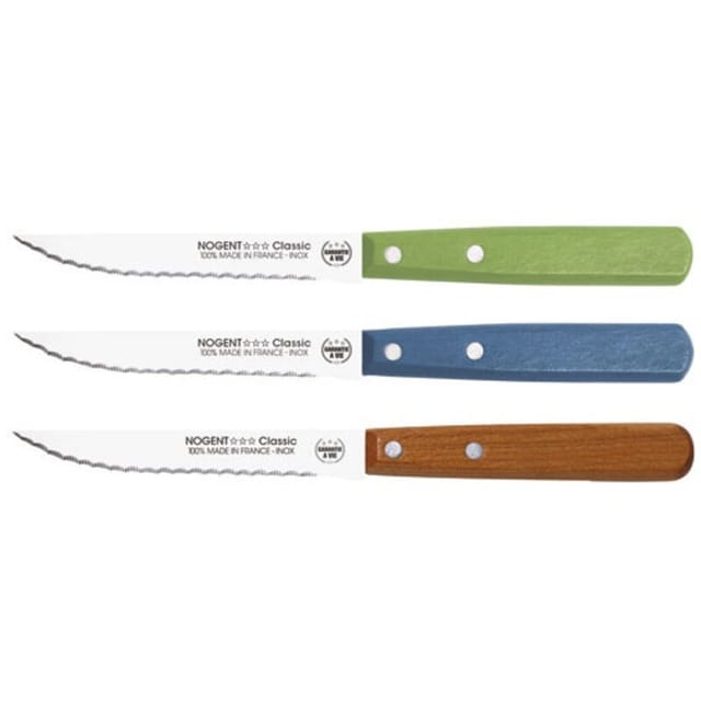 Schachtel Mit 20 Steakmessern 11 Cm Grün / Blau / Kirschbaum - Classic Holz - Nogent