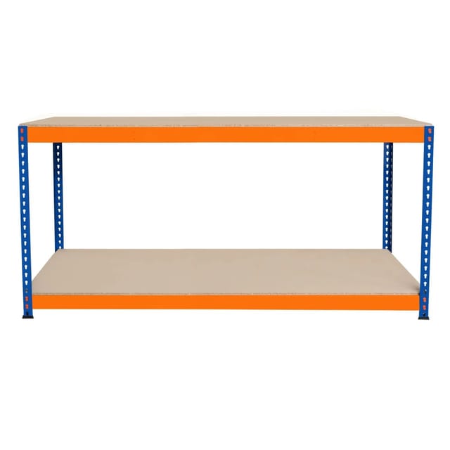 S-rax 3-stufige Werkbank 120cm X 60cm X 90cm 300kg/regal & 6 Verstärkte Stützbalken Werkstatttisch Arbeitstisch Stahl, Spanplatte & Gummifüße [schraubenlos & Verstellbare Regalanordnung]