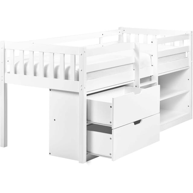 Halbhochbett Holz Susville 90 X 200 Cm Weiß