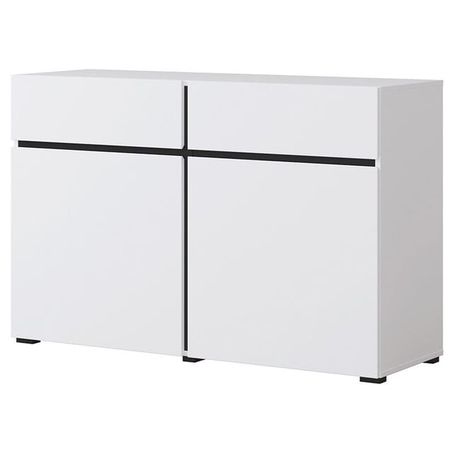 Buffet 120cm Farbe Weiß Und Schwarz Kollektion Havana. Sideboard Im Design Mit 2 Türen Und 2 Schubladen.
