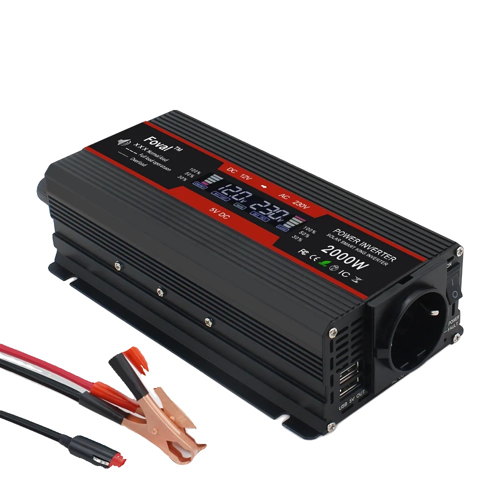 Leistungsumwandler, Stabiler 12v Auf 220v Sinuswellenkonverter Mit Lcd-display, Vollständiger Sicherheitschutz, 12v 220v 2000w, Europäische Steckdose
