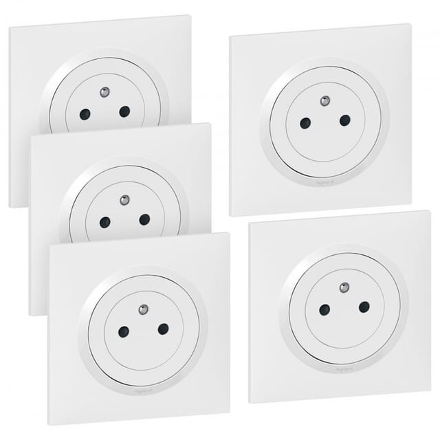 5er-pack Dooxie-steckdosen Mit Vollständiger Erdung, Legrand, Weiß Legrand