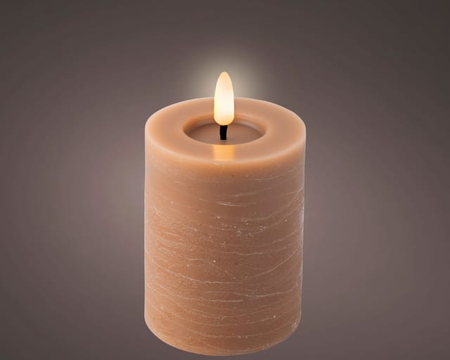 Lumineo - Indoor Led Wachskerze Caramel Flammeneffekt Warmweiß Ø 7 Cm Höhe 11,2 Cm