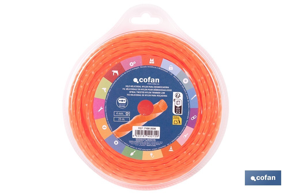 Nylon-spiralthread Für Rasenmäher 25 M X 4 Mm